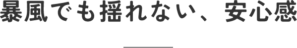 暴風でも揺れない、安心感